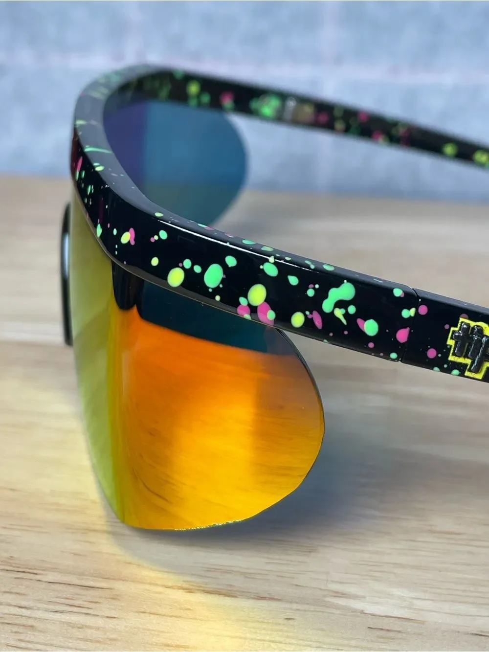 Tipsy Elves Neon Retro Splatter Print Performance Sunglasses - Unisex -80’s Vibe